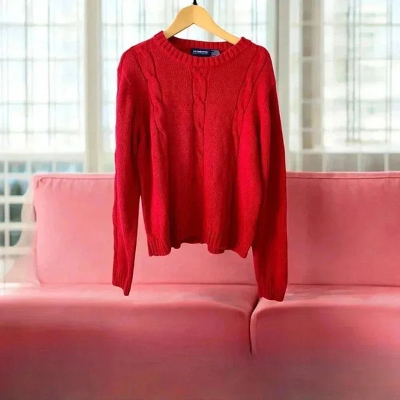 Liz Claiborne Sweaters - Liz Claiborne Red Cable Knit Sweater Cotton M